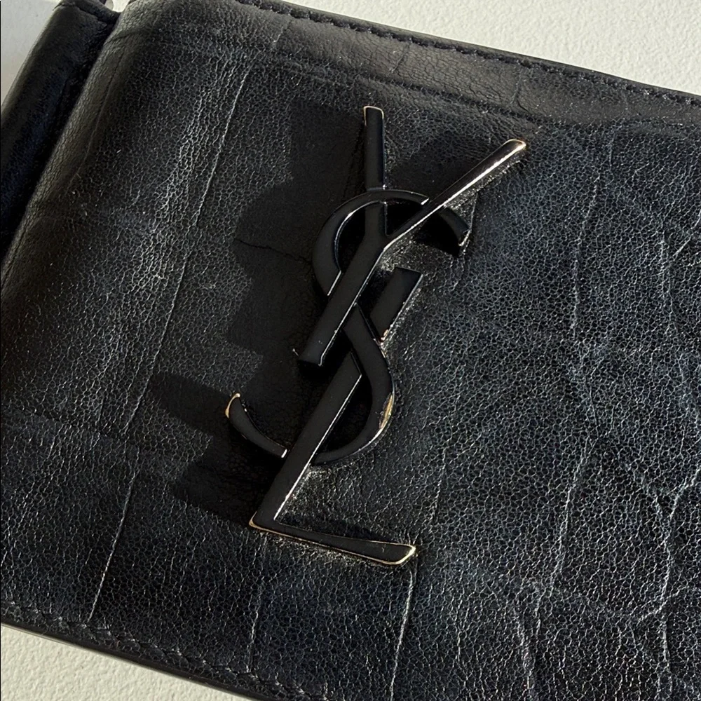 Yves Saint Laurent Croc-Embossed Black Money Clip